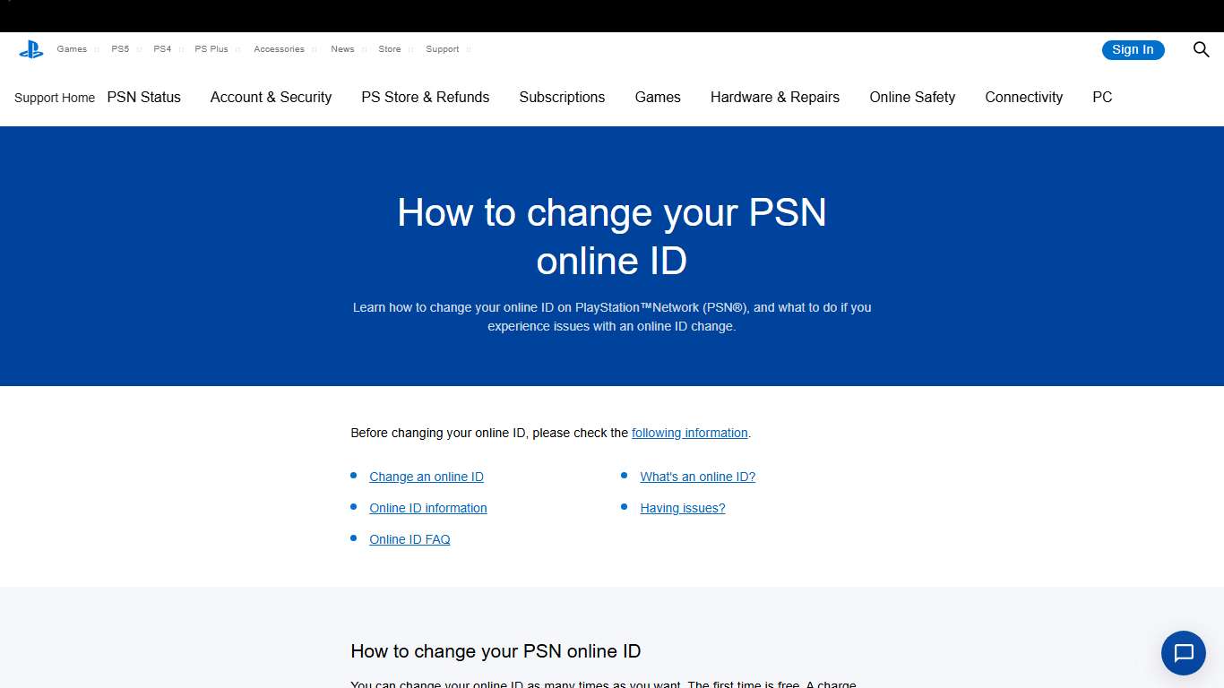 How to change your PSN online ID